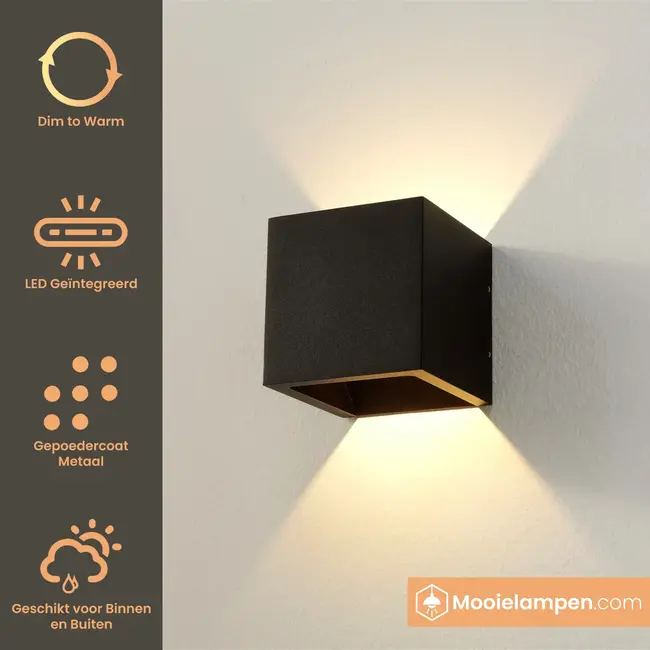 Artdelight Wandlamp Cube - Zwart - Dim To Warm