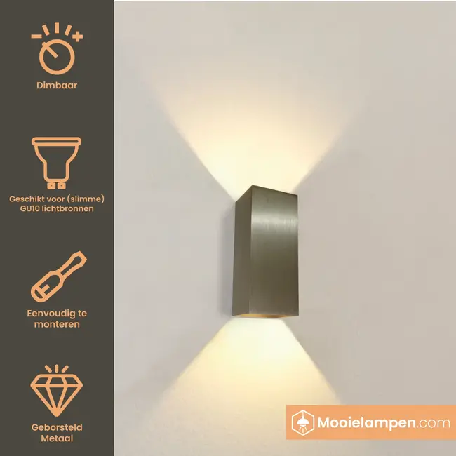 Artdelight Wandlamp Dante 2 XL - Gun Metal