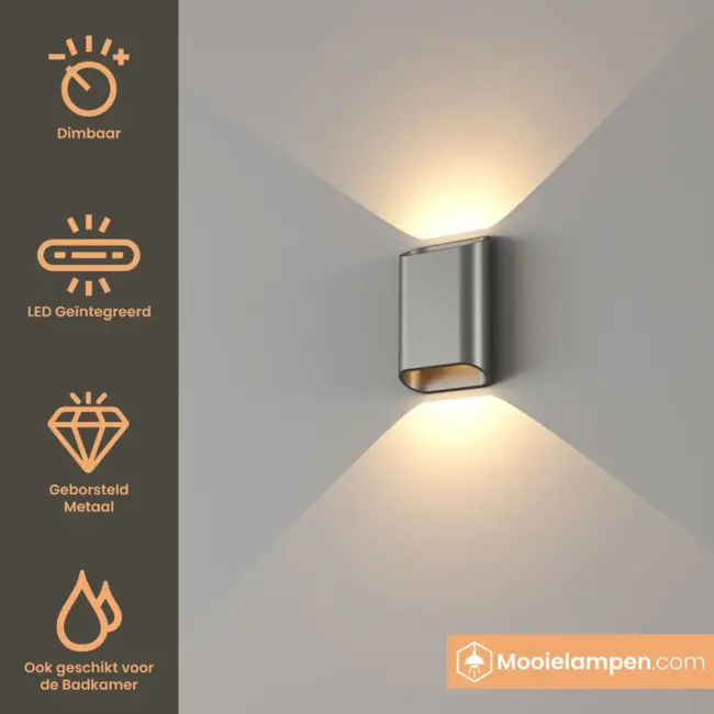 Artdelight Wandlamp Diaz S - Staalgrijs