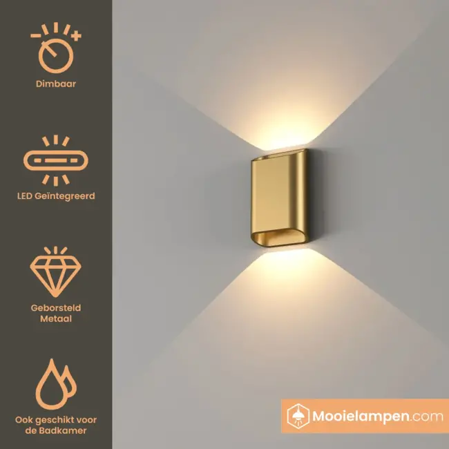 Artdelight Wandlamp Diaz S - Warm Goud