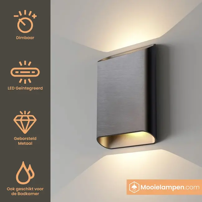 Artdelight Wandlamp Diaz L - Staalgrijs