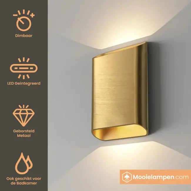 Artdelight Wandlamp Diaz L - Warm Goud