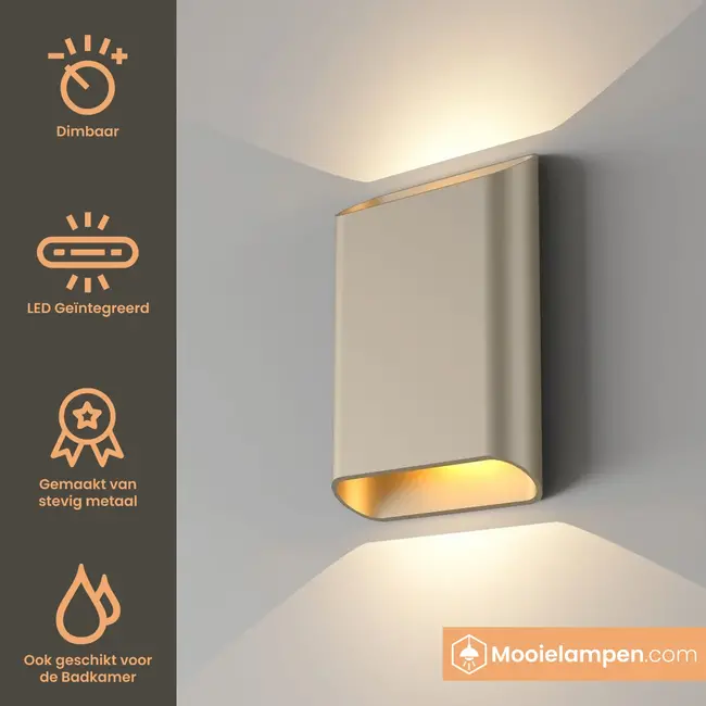 Artdelight Wandlamp Diaz L - Champagne