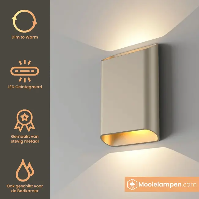 Artdelight Wandlamp Diaz L - Champagne - Dim To Warm