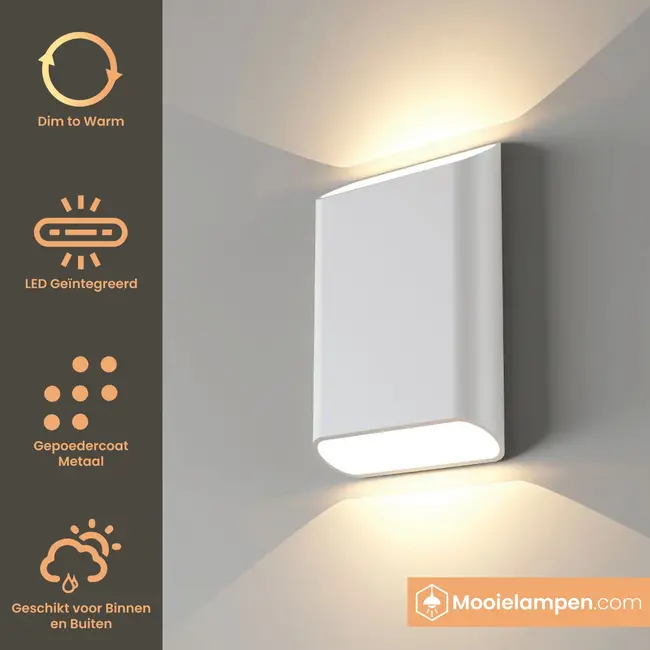 Artdelight Wandlamp Diaz L - Wit - Dim To Warm