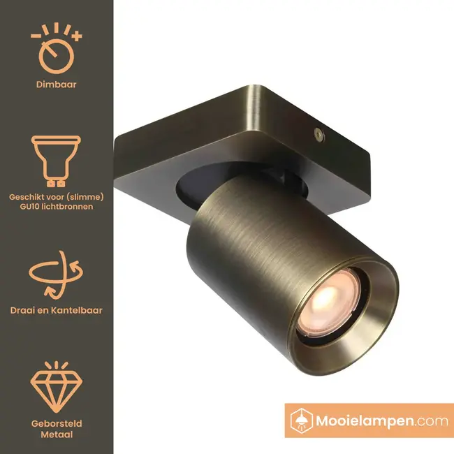 Artdelight Plafondlamp Megano 1L - Antiek Brons