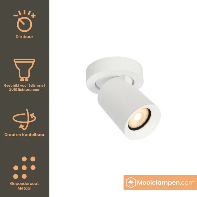 Artdelight Plafondlamp Megano 1L Rond - Wit