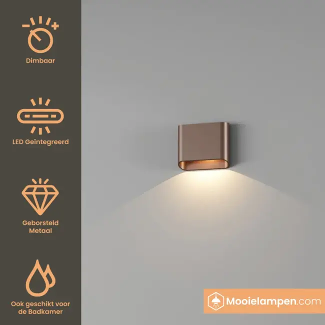 Artdelight Wandlamp Diaz 1L - Donker Brons