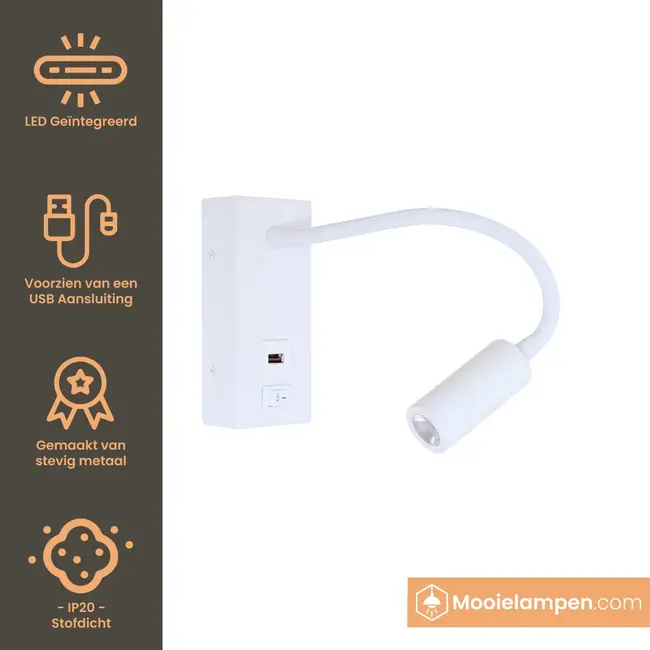 Artdelight Wandlamp Easy Led USB - Wit