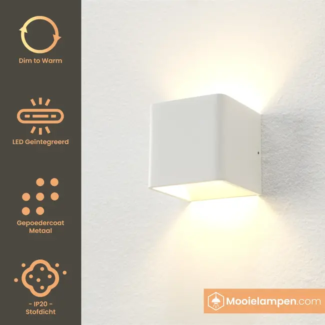 Artdelight Wandlamp Fulda - Wit - Dim To Warm