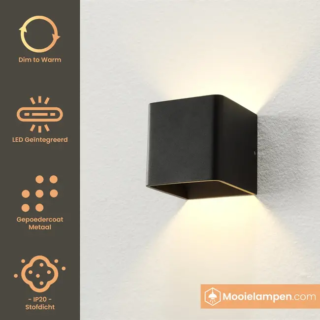 Artdelight Wandlamp Fulda - Zwart - Dim To Warm