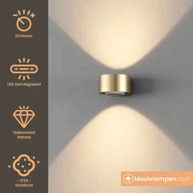 Artdelight Wandlamp Hudson - Goud