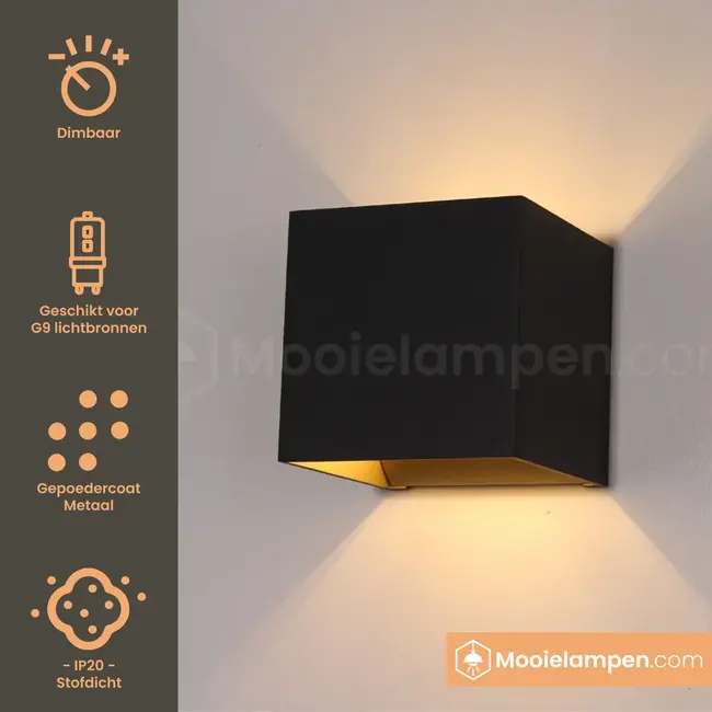 Artdelight Wandlamp Gymm - Zwart/Goud