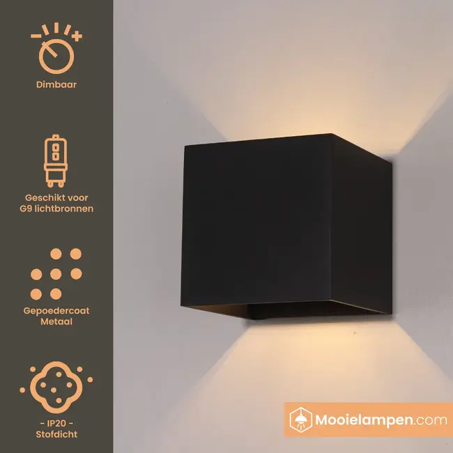 HELDR! Wandlamp Kubus - Zwart