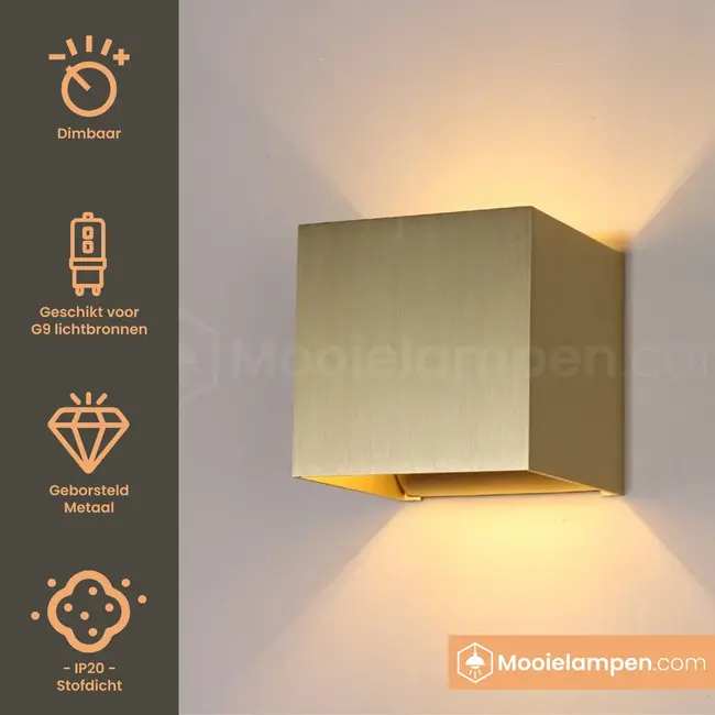 HELDR! Wandlamp Kubus - Goud