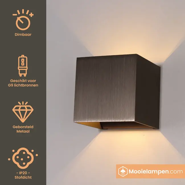 HELDR! Wandlamp Kubus - Gun Metal