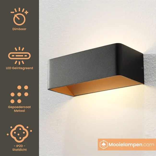 Artdelight Wandlamp Mainz - Zwart/Koper