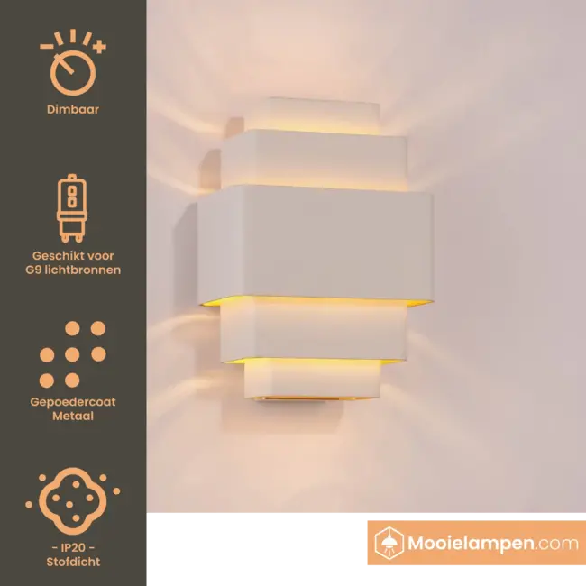 Artdelight Wandlamp Layers - Wit/Goud