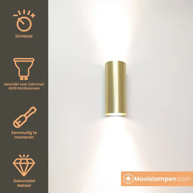 Artdelight Wandlamp Roulo 2 - Goud