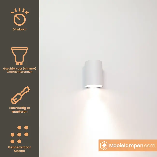 Artdelight Wandlamp Roulo 1 - Wit