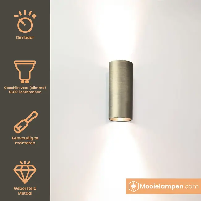 Artdelight Wandlamp Roulo 2 - Antiek Brons