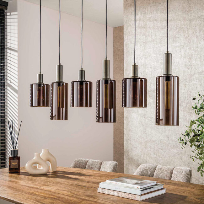 HELDR! Hanglamp Firenze 6L Brons/Bruin