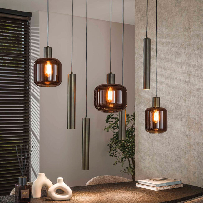 HELDR! Hanglamp Xanthi 7L Brons/Bruin