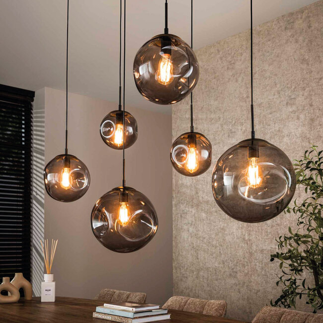 HELDR! Hanglamp Siena 6L - Rookglas