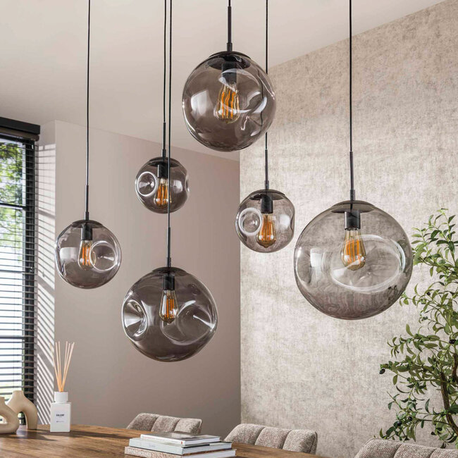 HELDR! Hanglamp Siena 6L - Rookglas