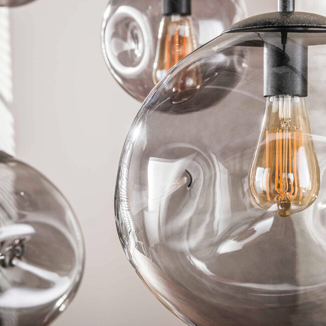 HELDR! Hanglamp Siena 6L - Rookglas