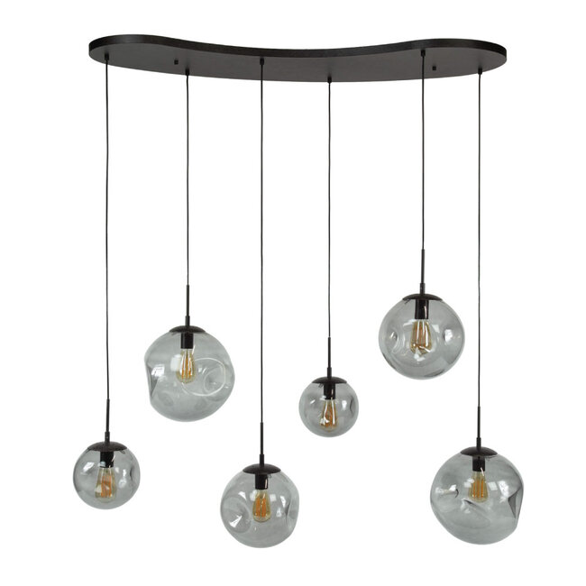 HELDR! Hanglamp Siena 6L - Rookglas