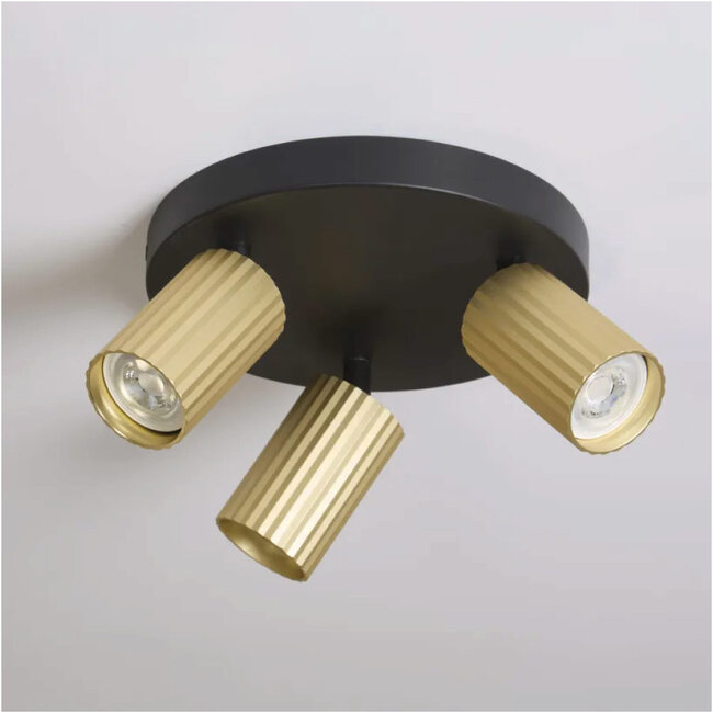 Lighting Collection Plafondlamp Anna 3L - Zwart/Goud