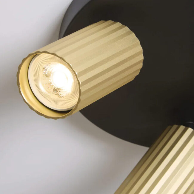 Lighting Collection Plafondlamp Anna 3L - Zwart/Goud