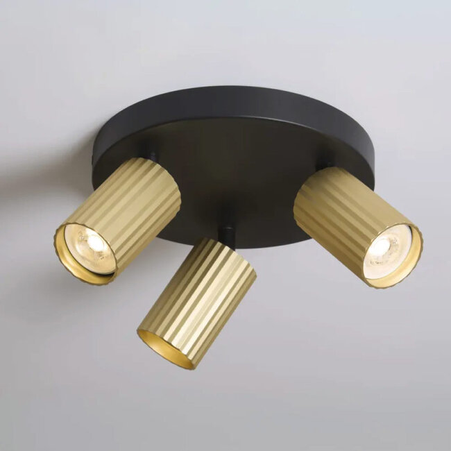 Lighting Collection Plafondlamp Anna 3L - Zwart/Goud