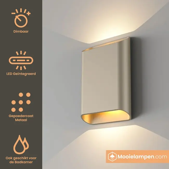 Artdelight Dali Wandlamp Diaz L - Champagne