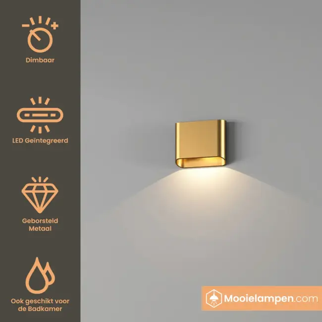 Artdelight Dali Wandlamp Diaz 1L - Warm Goud