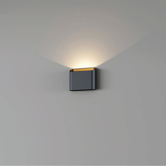 Artdelight Dali Wandlamp Diaz 1L - Zwart/Mat Goud