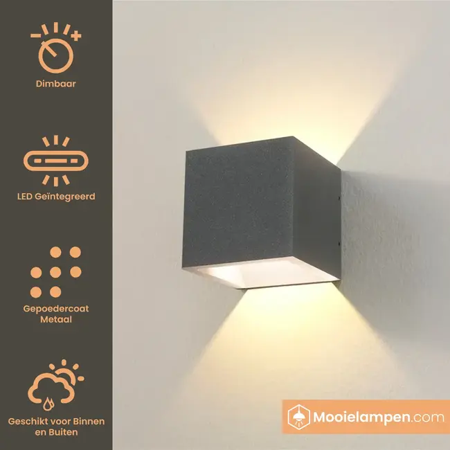 Artdelight Dali Wandlamp Cube - Grafiet