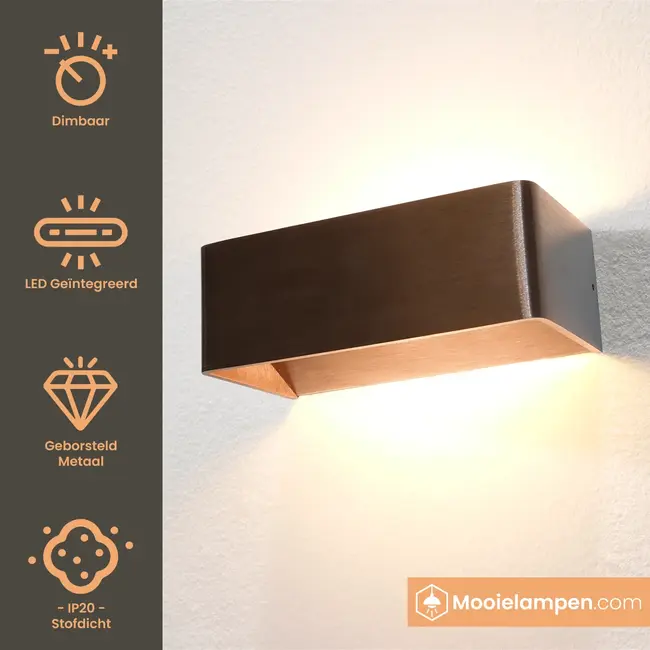 Artdelight Dali Wandlamp Mainz - Donker Brons