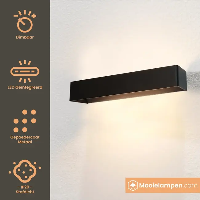 Artdelight Dali Wandlamp Mainz XL - Zwart