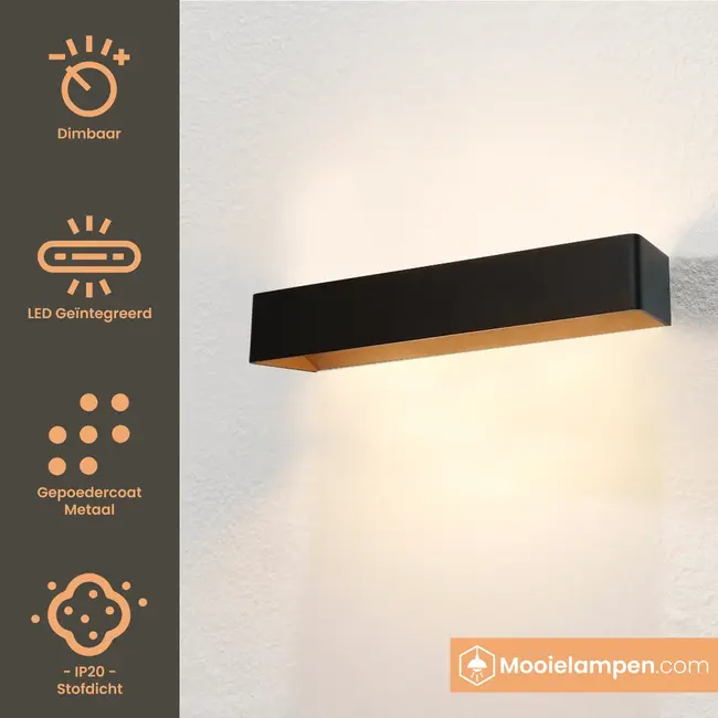 Artdelight Dali Wandlamp Mainz XL - Zwart/Koper