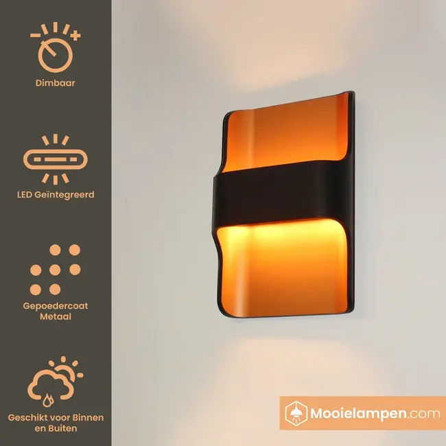 Artdelight Dali Wandlamp Dallas - Zwart/Koper