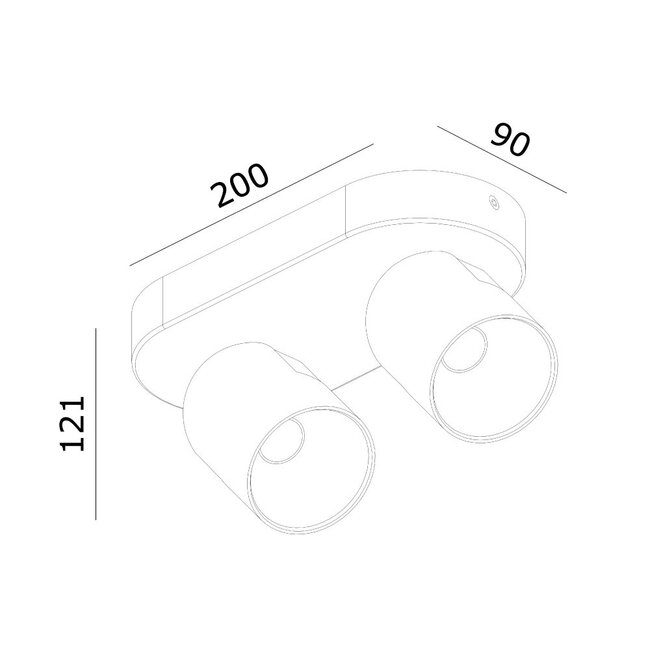 Artdelight Dali Plafondlamp Houston 2L - Zwart/Champagne