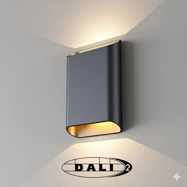 Artdelight Dali Wandlamp Diaz L - Zwart/Mat Goud