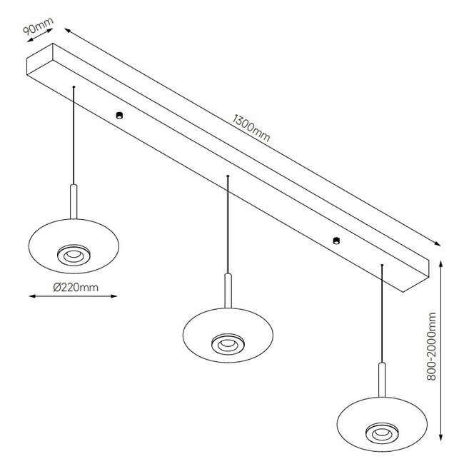 Artdelight Hanglamp Madison 3L - Champagne/Koffie