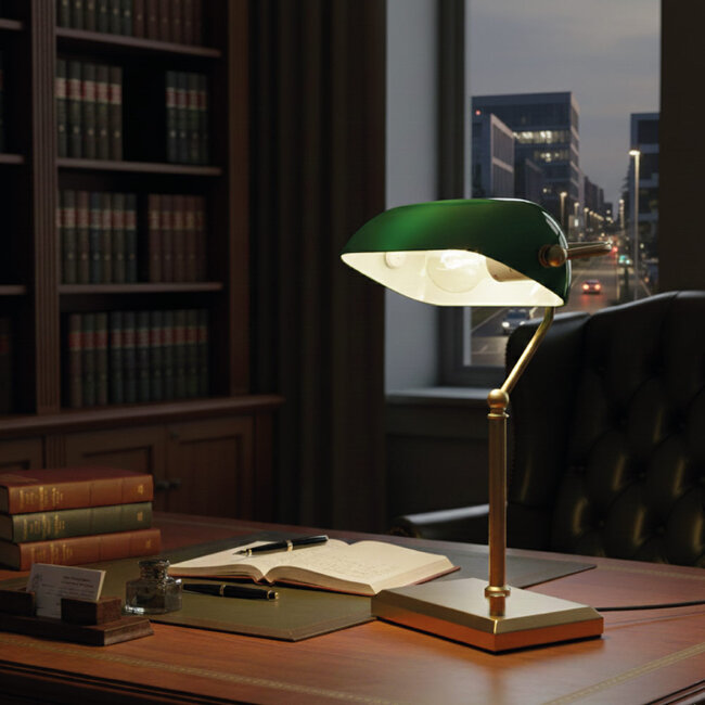 Artdelight Tafellamp Oxford - Brons/Groen