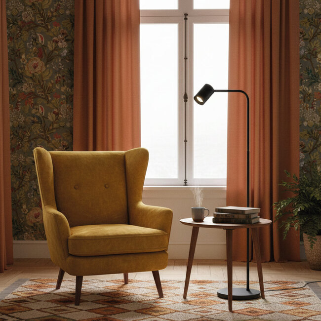 Artdelight Vloerlamp Megano 1L - Zwart