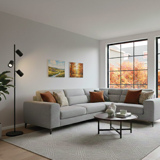 Artdelight Vloerlamp Megano 3L - Zwart