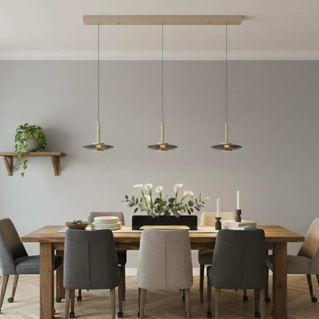 Artdelight Hanglamp Madison 3L - Champagne/Koffie