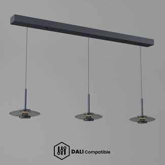 Artdelight Dali Hanglamp Madison 3L - Zwart/Smoke